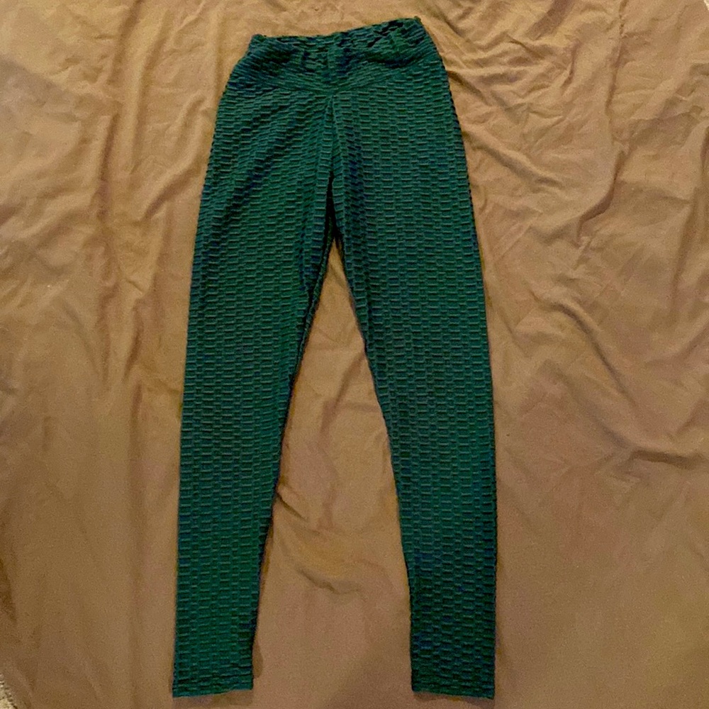 Womens workout leggings scrunch butt size medium forest green